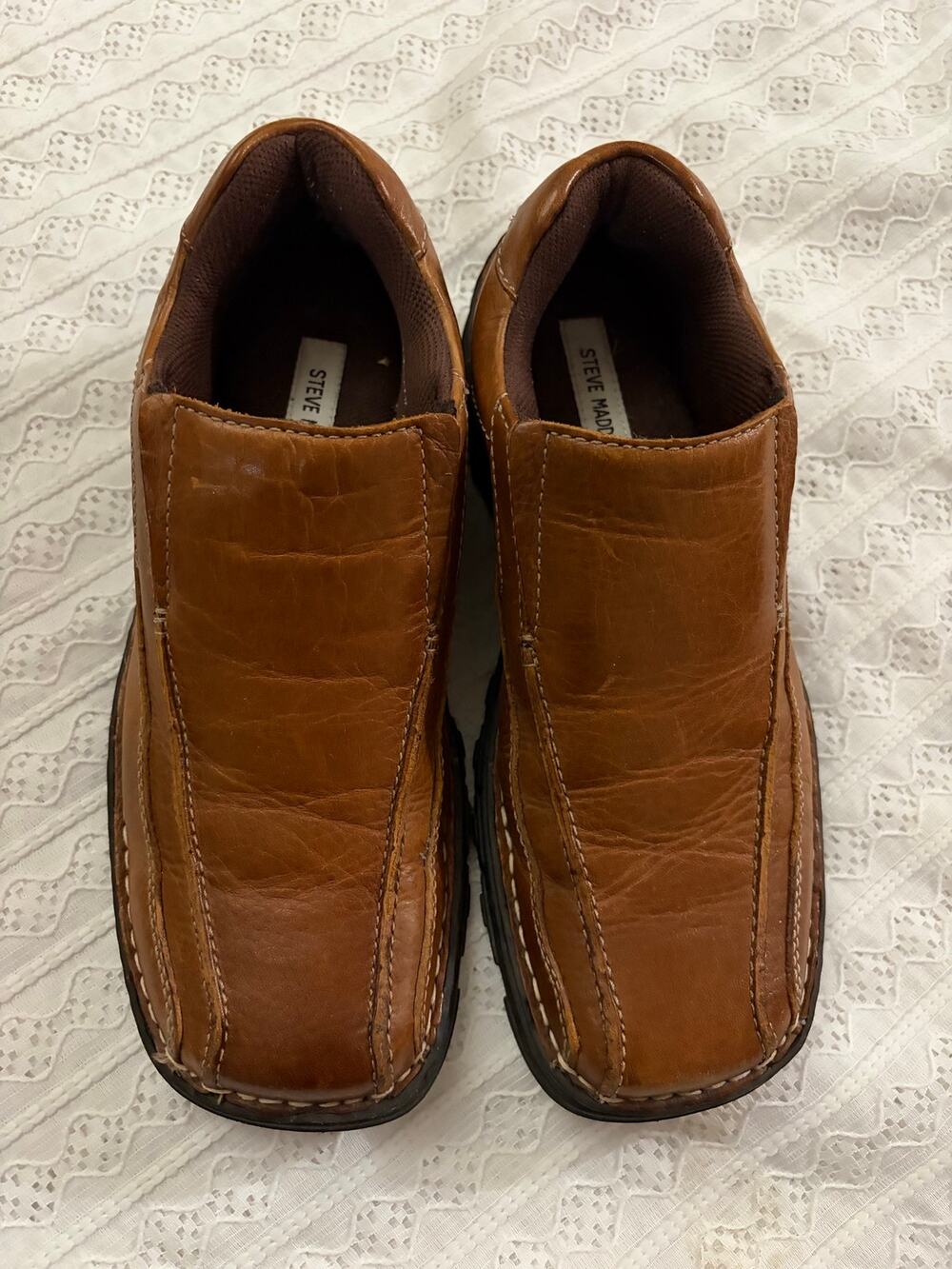 Steve Madden P Maddox Men's Brown Leather Slip On Loafers Size 9.5
